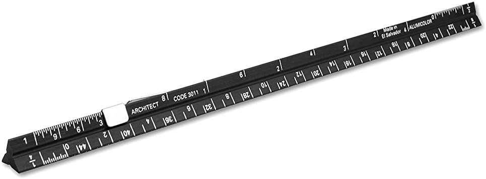 Alumicolor 3011-9 Aluminum Architect Pocket Scale With Clip, 6IN, Black
