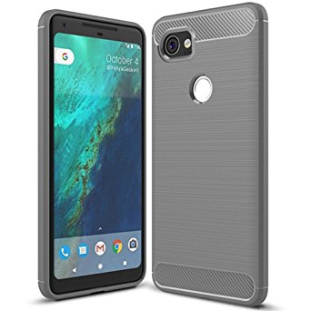 Google Pixel XL 2 Case,Pixel XL2 case - Suensan TPU Shock Absorption Technology Raised Bezels Protective Case Cover for Google Pixel 2 XL Case(6.0") (TPU Gray)