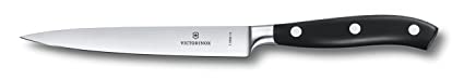 Victorinox "Grand Maitre Stainless Steel Forged Carving Knife - Carving and Chopping Knife with Straight Edge, Sleek Blade, for Home and Professional Use, Black (POM) Handle, 15 cm, Swiss Made.