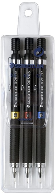 Staedtler Mars Drafting Mechanical Pencils 3 pk, 0.3, 0.5, & 0.7mm widths, 925WP3