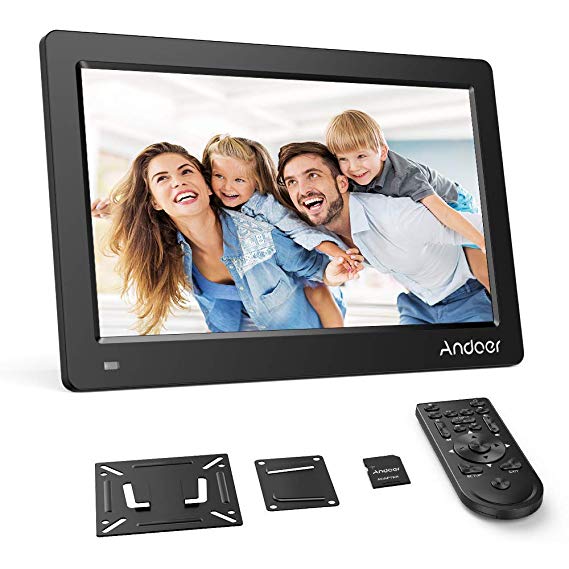 Andoer 15.6 Inch Digital Photo Picture Frame 1920x1080 IPS Screen Support Calendar/Clock/MP3/Photos/1080P Video Player with Standard Wall Mounting Bracket, 8GB Memory Card, Remote Control (Black)