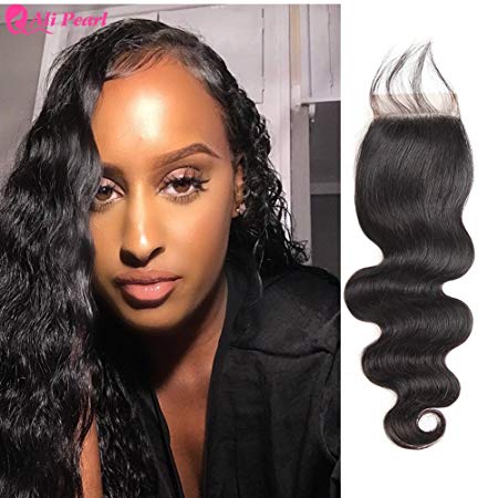 Ali Pearl 8A Brazilian Human Hair Body Wave 4x4 Lace Closure Free Part Human Hair Extension Natural Black (12)