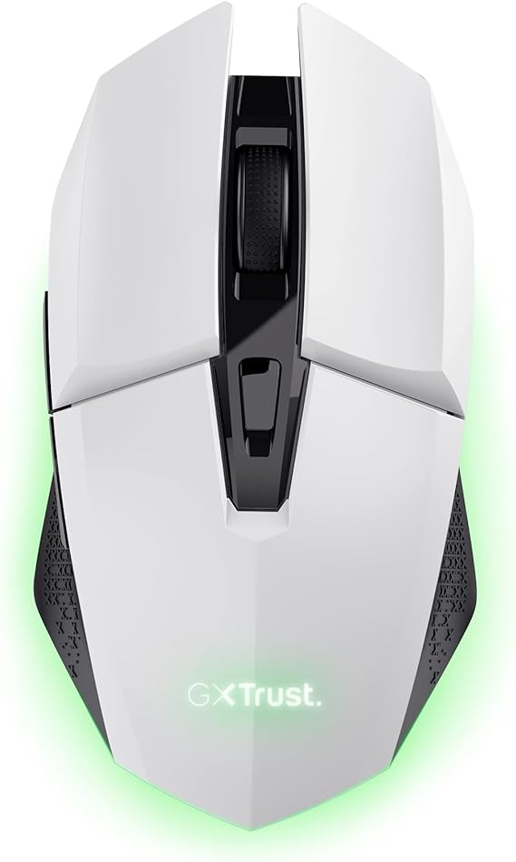 Trust Gaming GXT 110W Felox Rechargeable Wireless Gaming Mouse, 80h Playtime, 800-4800 DPI, Multicolour LED Lighting, 6 Buttons, RGB Computer Mouse for PC, Laptop, Windows - White