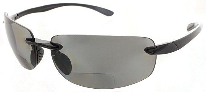 Maui Island Life Bifocal Sunglasses Rimless Wrap Sun Readers Lightweight TR90 Frame for Men and Women - Available in Polarized or Non Polarized Lens