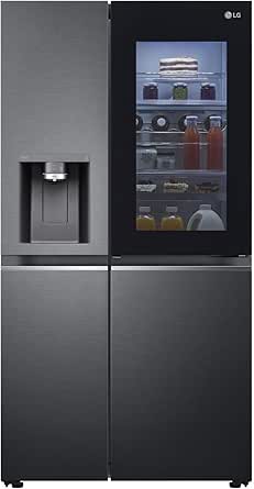 LG GSXV91MCAE Frigorifero Americano Side by Side InstaView Total No Frost con Congelatore, 635 L, Dispenser Acqua e Ghiaccio UV Nano, Door Cooling, Linear Cooling - Frigo Smart con Wi-Fi e Freezer