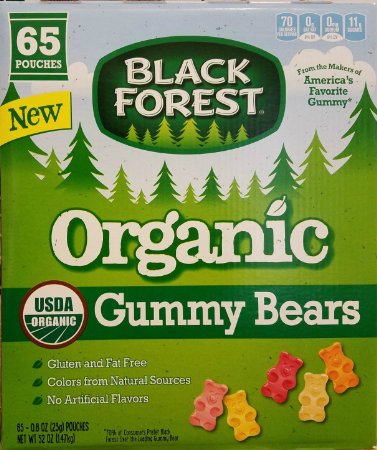 Black Forest USDA Organic Gummy Bears - 65 Pouches - .0.8Oz Each