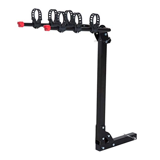 HOMCOM 4-Bike Hitch Mounted Vehicle Bicycle Carrier Rack - Fits 2" Receiver