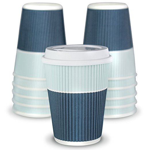 Premium Coffee Cups With Lids - (Set of 90) Enjoy Your Favorite Hot and Cold Beverages To Go In Our Sturdy & Durable Disposable Cups - These Insulated Paper Cups are Perfect For All Parties and Events
