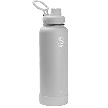 Takeya 51198 Actives Stainless Steel Insulated Water Bottle with Spout Lid, 40 oz, Pebble