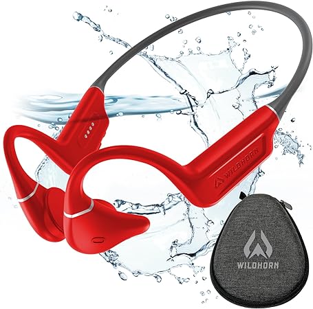 Wildhorn Crank Bone Conduction Swimming Headphones, Bluetooth 5.4, IPX8 Waterproof Headphones for Swimming, Fast Magnetic Charge, MP3 2500 Songs Storage Capacity Swim Headphones No Microphone