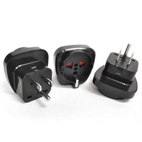 OREI GP-95 Schuko European to USA Grounded Plug Adapter - 3 Pack