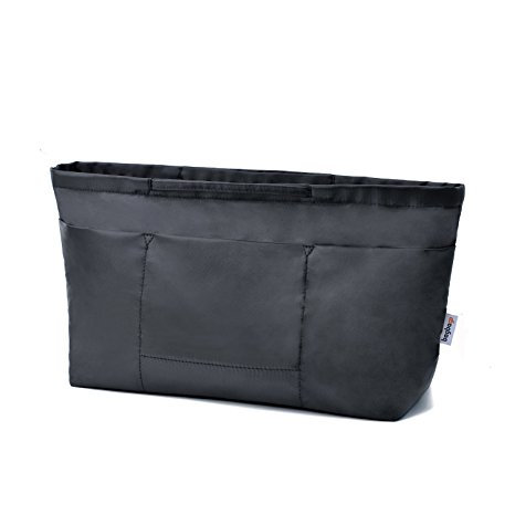 bag in bag Handbag Pouch Insert Bag Organiser Expandable with Handles Jumbo Size Shaper fits Neverfull M ( Large, Black)