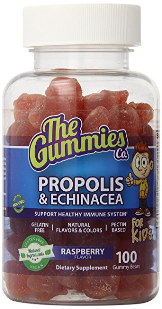 The Gummies Co Propolis and Echinacea for Kids Cold Prevention and Immune Support, Raspberry, 100 Count