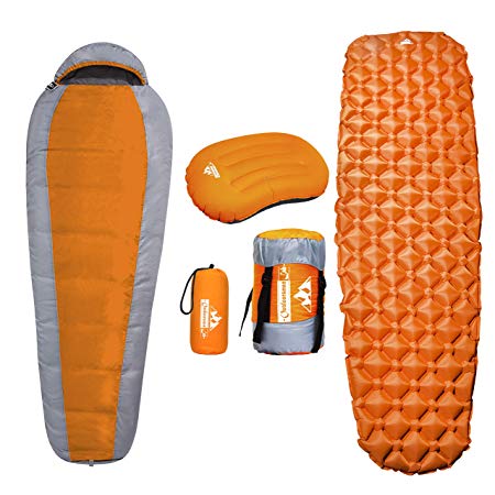 Outdoorsman Lab Mummy Sleeping Bag for Adults & Kids | Ultralight Backpacking & Camping Sleeping Bag | 3 Season 29F, Water Resistant, Compact & Lightweight, Includes Compression Sack