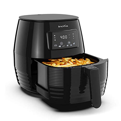 Inofia Air Fryer, 5 Liter/5.2 Quart Electric Hot Air Fryer Oven Oilless Cooker, 6-in-1 LED Digital Touchscreen   Recipe Books, Non-Stick Basket, with Automatic Timer & Temperature Control, Great for French Fries & Chips, Chicken