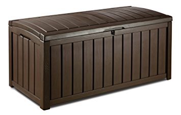 Keter Glenwood Outdoor Plastic Storage Box Garden Furniture, 128 x 65 x 61 cm - Brown