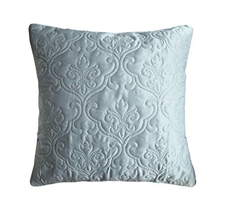 Adream Faux Silk/Cotton Printed Floral Euro Shams European Throw Pillow Cover Decorative Pillowcase European Pillowcase, 26"26" (Gray)