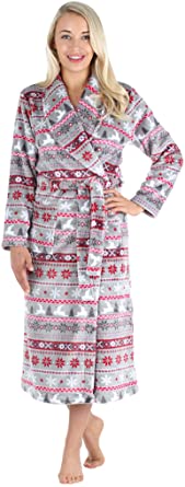 PajamaMania Women’s Plush Fleece Long Bathrobe