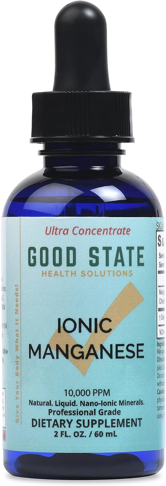 Good State | Liquid Ionic Manganese | Dietary Supplement | Great Bone Health | 100 Servings