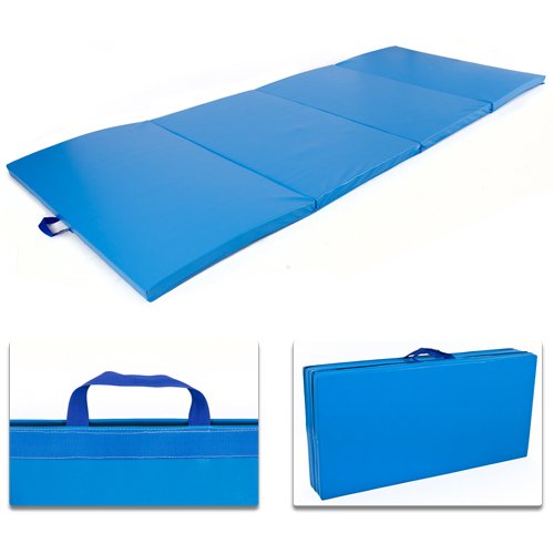 4 x 8 x 2 PU Leather Gymnastics Tumbling  Martial Arts Folding Mat - Blue