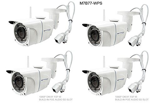 4 Microseven M7B77-WPS HD 1080P SONY 1/2.8" 2.4MP CMOS Sensor 3MP LENS Plug Play H.264 ONVIF Wireless IP Camera Outdoor Micro SD Card Slot Build-in POE and Mic P2P/Free Live Streaming on microseven.tv