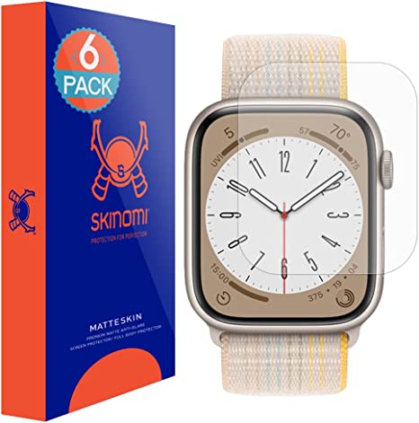 Skinomi Matte Screen Protector Compatible with Apple Watch 8 Series (41mm)(6-Pack) Anti-Glare Matte Skin TPU Anti-Bubble Film