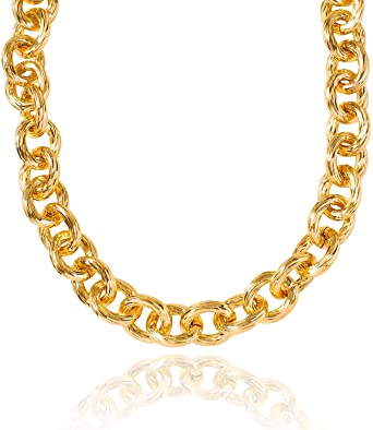 Solememo Gold Tone Chunky Thick Chain Choker Trendy Statement Necklace for Women Teens Girls