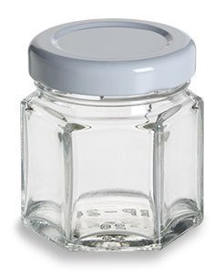 Nakpunar 24 pcs  15 oz Mini Hexagon Glass Jars with White Plastisol Lined Lids