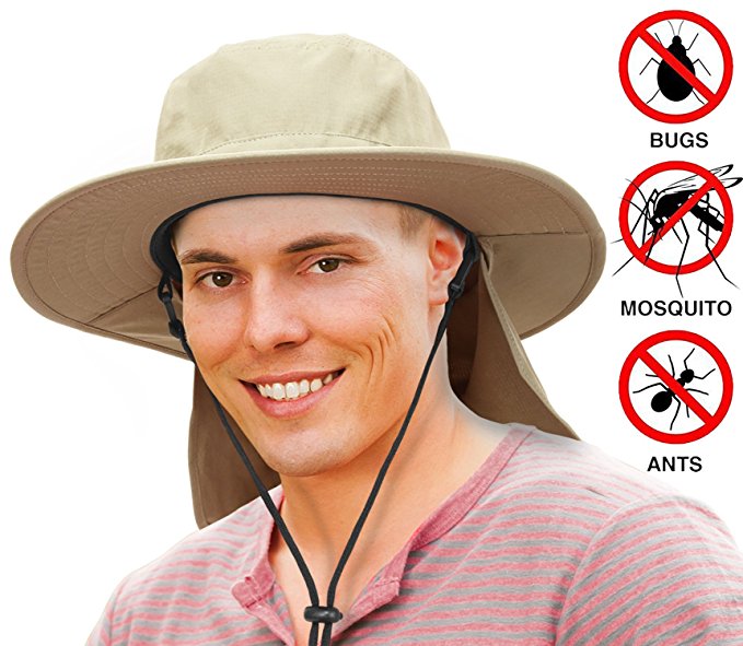 Solaris Outdoor Fishing Hat with Ear Neck Flap Cover Wide Brim Sun Protection Safari Cap for Men Women Hunting, Hiking, Camping, Boating & Outdoor Adventures by