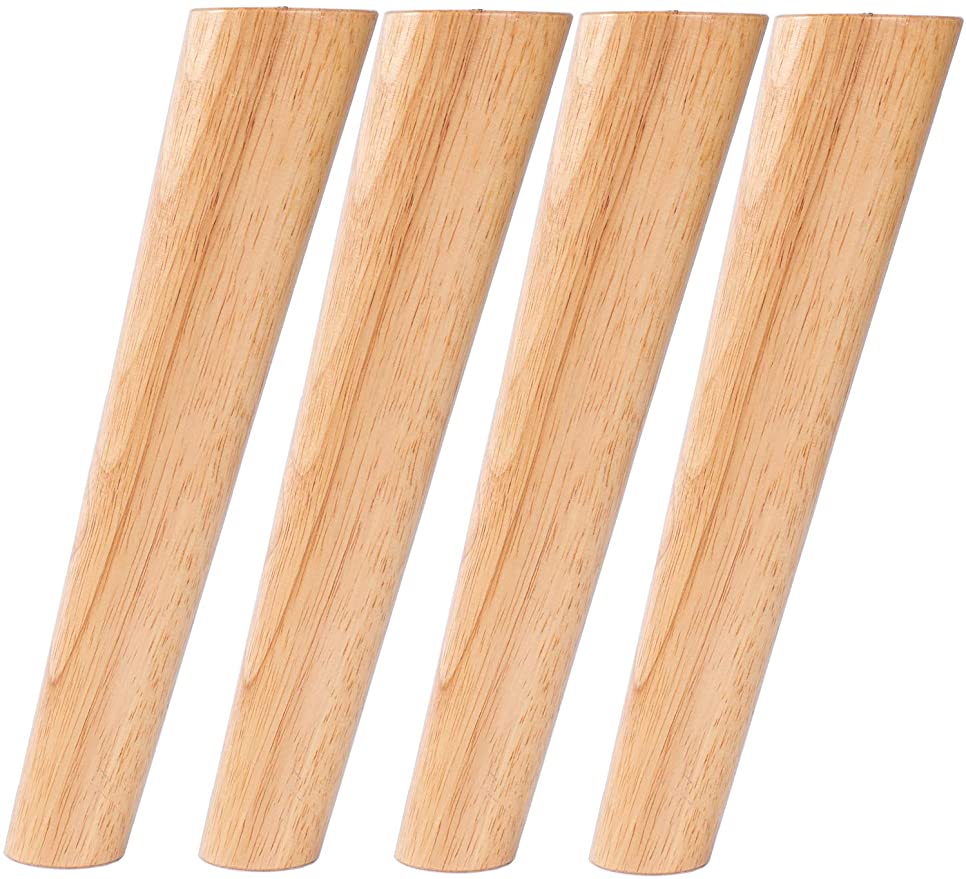 Round Solid Wood Furniture Legs Sofa Replacement Legs Perfect for Mid-Century Modern/Great IKEA hack for Sofa, Couch, Bed, Coffee Table (12 Inches,Set of 4, Original Wood Color)