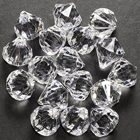 60 Small Clear Crystal Like Drop Ornaments Diamond shape