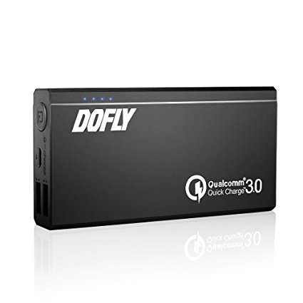 Compact Portable Charger with Qualcomm Quick Charge 3.0, DOFLY 9000mAh Aluminum Portable External Backup Battery Power Bank for Mobile Phone, MP3 Players, Tablets and All USB Devices-Black