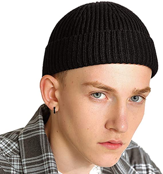 VEMOLLA Wool Winter Knit Cuff Short Fisherman Beanie Hats for Men Women