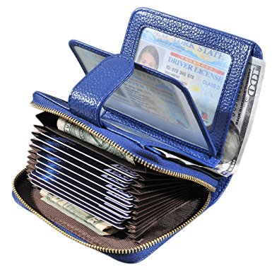 Beurlike Women's RFID Credit Card Holder Organizer Case Leather Security Wallet