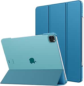 MoKo for iPad Air 13 Inch M2 Case 2024/ iPad Pro 12.9 Case (6th/5th Gen 2022/2021), Slim Smart Shell Translucent Frosted Hard PC Back Cover, Support Touch ID & Pencil Pro/2nd/USB-C, Peacock Blue