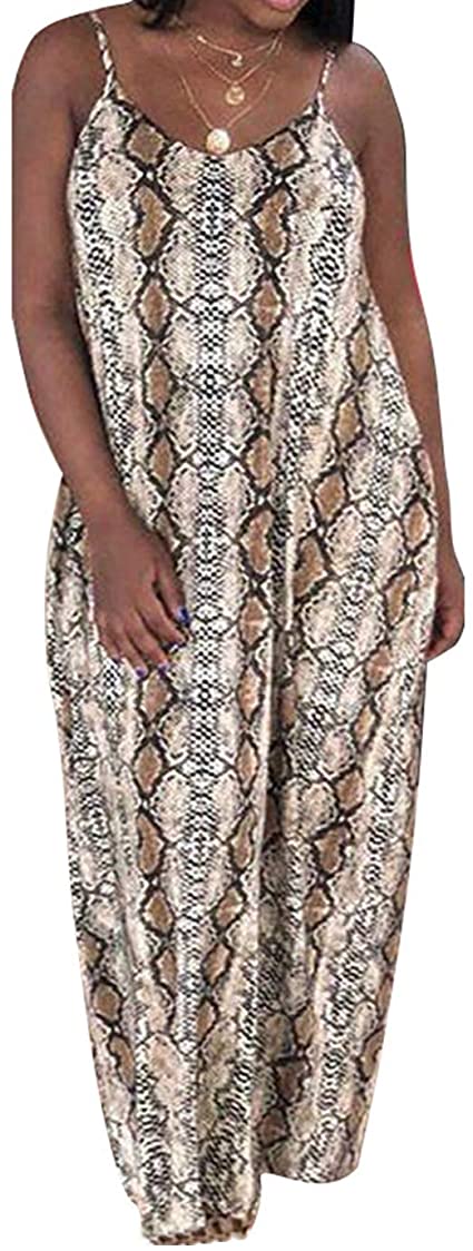 Women's Casual Sexy Summer Floral Print Long Maxi Dresses Floor Length Spaghetti Strap Beach Sundresses