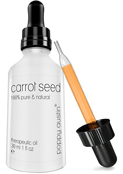 FINEST Carrot Seed Oil - 100% Pure, Cold Pressed & Organic Carrot Essential Oil for Hair & Skin by Poppy Austin