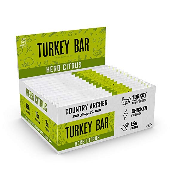Country Archer Meat Bar, Gluten Free, Antibiotic Free Turkey, Herb Citrus, 1.5 Ounce (12 Count)