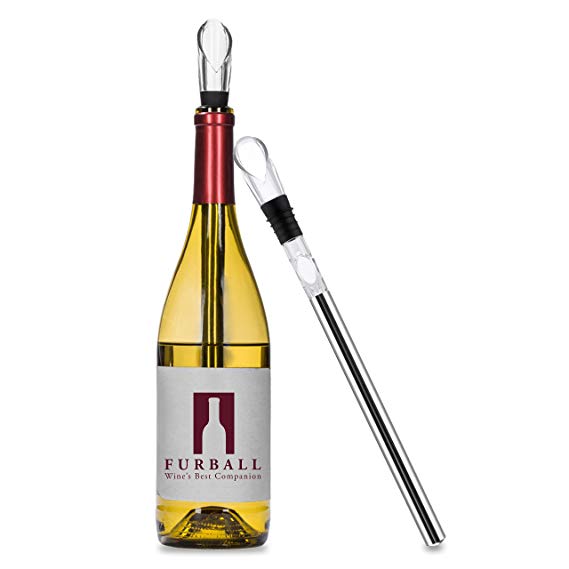 Wine Chiller by Furball. Premium 3-in-1 Stainless Steel Wine Bottle Cooler Stick with Aerator and Pourer
