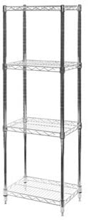 12" d x 18" w x 54" h Chrome Wire Shelving with 4 Shelves