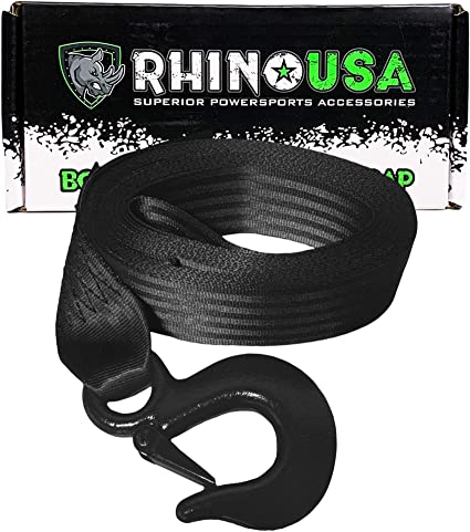 Rhino USA Boat Trailer Winch Strap (2 Inch x 20 Foot) - 5,016lb Maximum Break Strength - Ultimate Marine Whinch Pulley Straps for Pontoon, Waverunner, Fishing Boat   Many More - Guaranteed for Life
