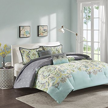 Intelligent Design ID10-819 Zana Comforter Set Full/Queen Aqua,Full/Queen