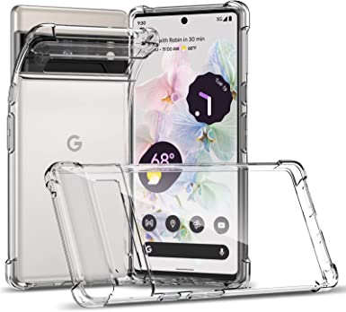 Google Pixel 6 Pro Case, CASEVASN Slim Thin Flexible Clear TPU Shock-Absorbing Corners Anti-Scratches Lightweight Gel Rubber Soft Skin Silicone Protective Case Cover for Google Pixel 6 Pro (Clear)