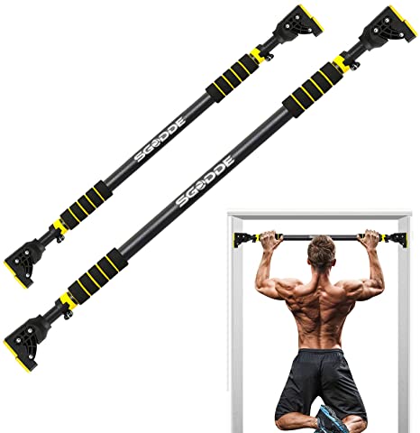 SGODDE Pull Up Bar for Doorway, Pull Up Bar Wall Mounted No Screws Door Frame Chin Up Bar, Portable Horizontal Home Workout Bar for Adjustable Width Automatic Locking Safety Exercise