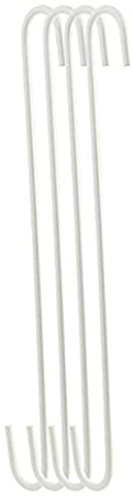 RuiLing 4-Pack 16Inch White Metal Hanging S Hooks - S Shaped Hook Heavy-Duty S Hooks, for Kitchenware, Pots, Utensils, Plants, Towels, Gardening Tools, Clothes