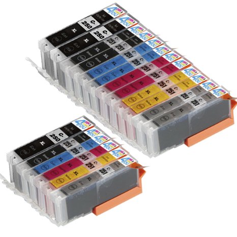 18 Pack - Compatible Ink Cartridges for Canon PGI-250 and CLI-251 XL Inkjet Cartridge Compatible With Canon PIXMA MG-5450 MG-5520 MG-6320 MG-6350 MG-6420 MG-7120 MG-7150 iP7250 iP8720 iP8750 3 Large Black 3 Small Black 3 Cyan 3 Magenta 3 Yellow 3 Gray Ink and Toner 4 You