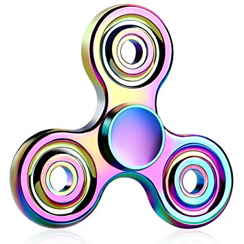 Fidget Spinner,Aemotoy High Speed Hand Spinner Metal Stainless Steel Bearing Tri-spinner Fidget Toy Multicolor Stress Reducer ADD ADHD EDC Focus Anxiety Relief Toys-Rainbow