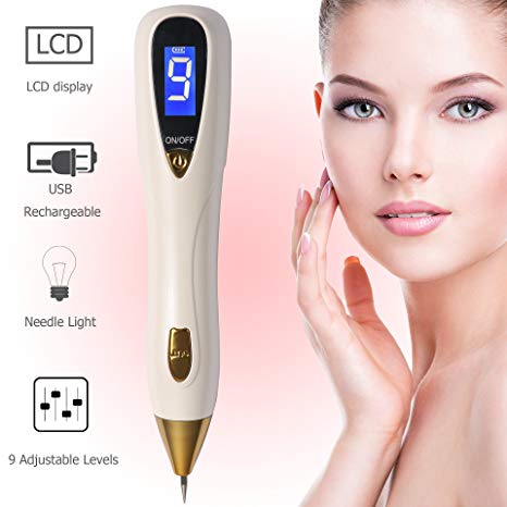 Spot Eraser Pro Mole Removal Pen-Skin Tag Remover Kit with 9 Adjustable Modes&LED Light, LCD Display Spot Eraser Pro for Tattoo Nevus Freckles Birth Mark with USB Charging&Replaceable Needles