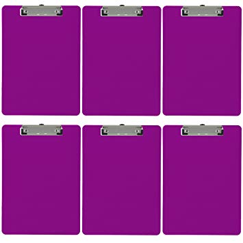Trade Quest Plastic Clipboard Opaque Color Letter Size Low Profile Clip (Pack of 6) (Purple)