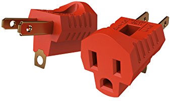 2 Prong to 3 Prongs Outlet Adapter Two Pack Converter Kit - Heavy Duty Grounded Wall Tap Extender Ideal for a Kitchen Plug, Electrical Cord, Household, Workshops, Industrial, Machinery, and Appliances